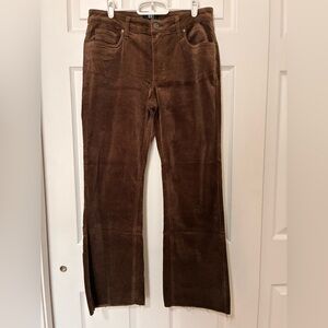 Kut From The Kloth Corduroy Pants Women’s Sz 8 Kelsey Ankle Flare Brown Raw Hems